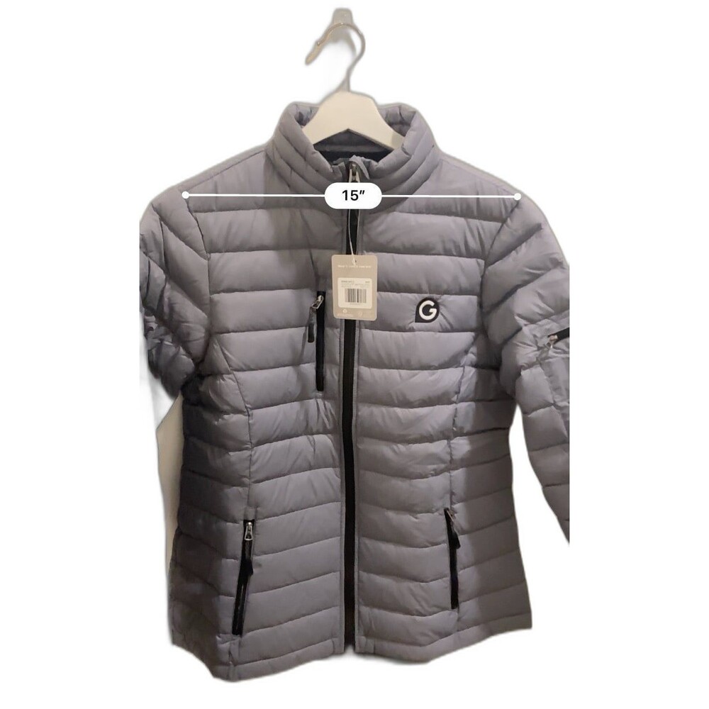 Trimark Women’s Gray Puffer Jacket Size M – Packable Lightweight Down Coat NWT